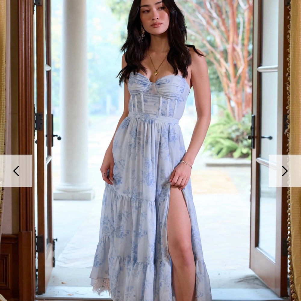 V. Chapman Light Blue Floral Maxi Dress